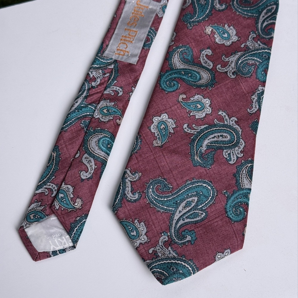 Liberty of London Silk Tie Paisley Floral Mens Neck Tie Luxury England Burgundy